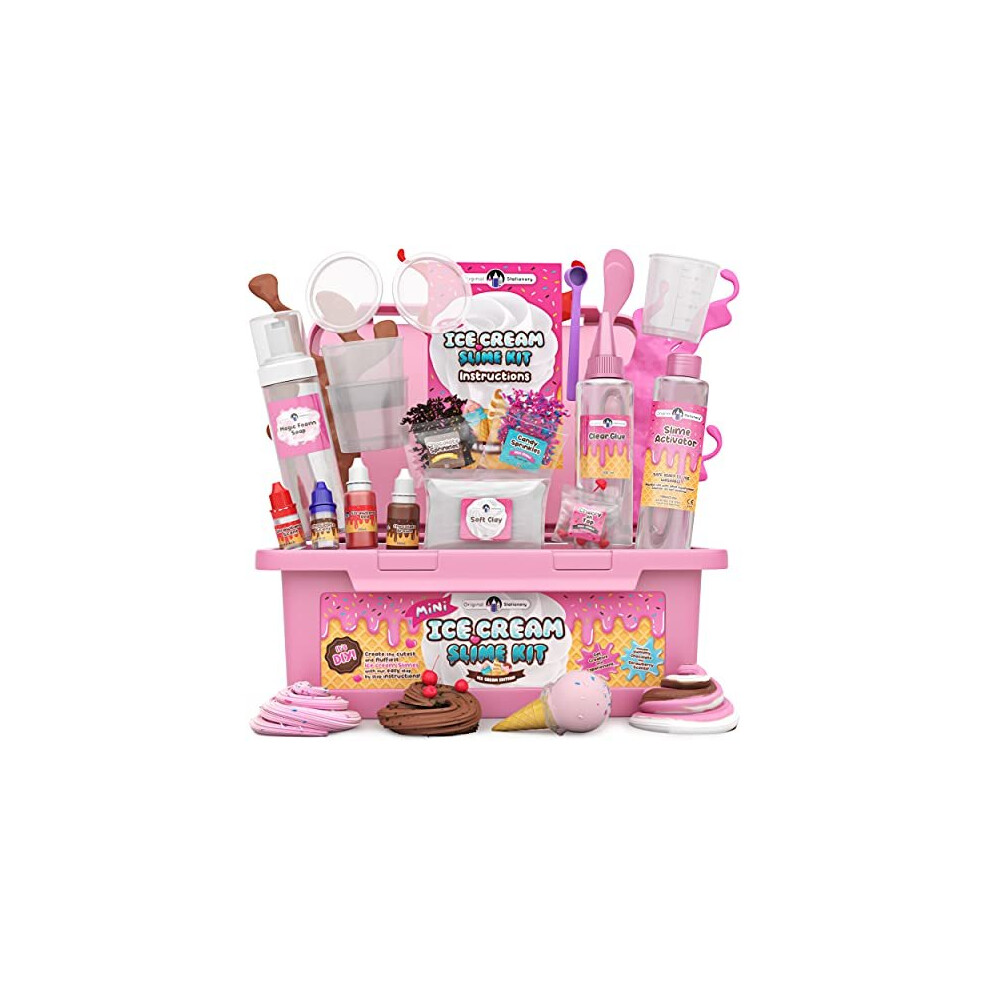 Original Stationery Mini Slime Kits For Girls - Ice Edition, All You Need To Make Ice Slimes, Fluffy Slime And Butter Slime, Sli Cream