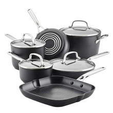 KitchenAid 80129 Hard-Anodized Induction Nonstick Cookware Set - Aluminum, Matte Black Pots and Pans