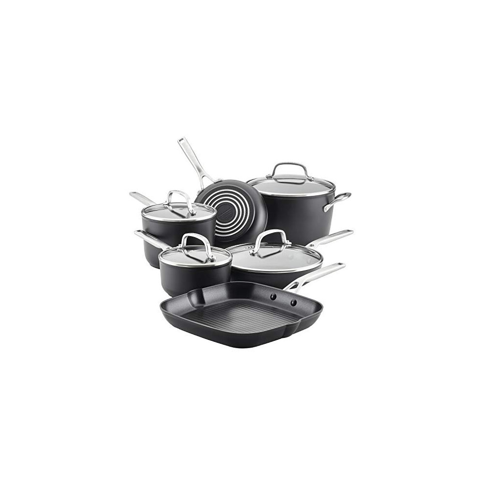 KitchenAid 80129 Hard Anodized Induction Nonstick Cookware Pots and Pans Set, Aluminum, Matte Black