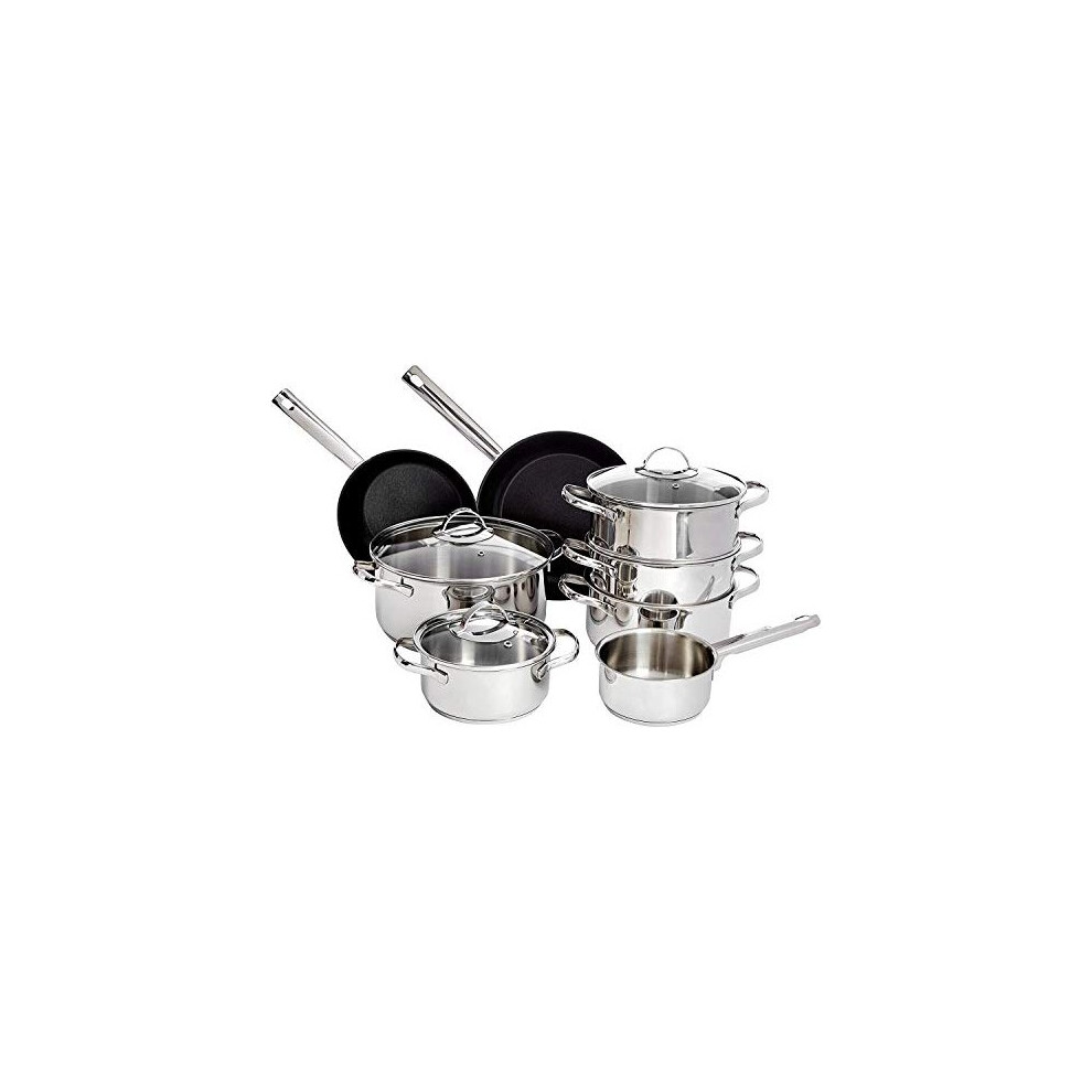 11-Piece Stainless Steel Induction Cookware Set - Including Non-Stick Frying Pan, Casserole and Saucepan with Lids