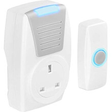 Masterplug BDCPT100-MP Wireless Plug in DoorBell with IP44 Rated Push Button, Battery Operated, White, 11.8 cm*7.7 cm*7.4 cm
