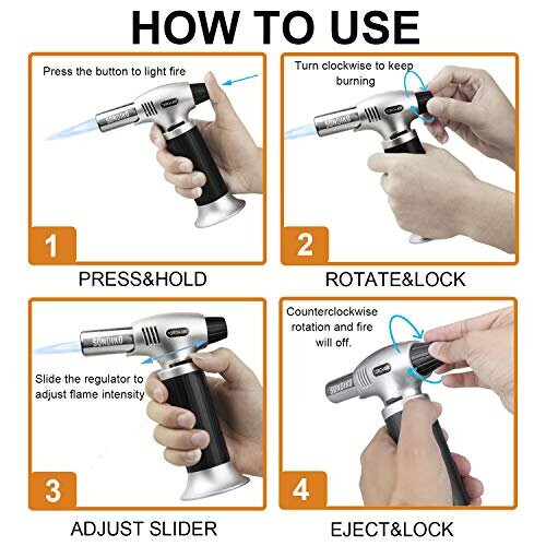 Sondiko Blow Torch, Fit ALL Butane Tanks Refillable Kitchen Blow Torch