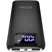 GETIHU Power Bank, 3A High Speed 10000mAh LED Display USB C Portable Charger, Tri-outputs Battery Pack with Flashlight Compatible with iPhone 13 12