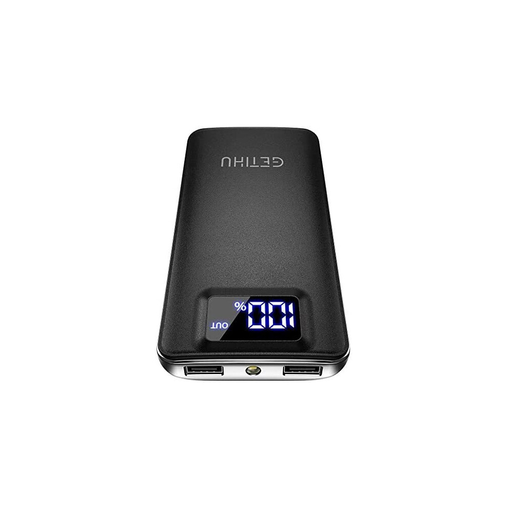 GETIHU Power Bank, 3A High Speed 10000mAh LED Display USB C Portable Charger, Tri-outputs Battery Pack with Flashlight Compatible with iPhone 13 12