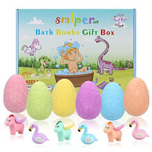 Bath Bombs for Kids Girls with Surprise Inside, 6PCS Colorful Egg Handmade Natural Fizzy Bath Bombs Unicorn Flamingo Toys for Girls Boys Birthday