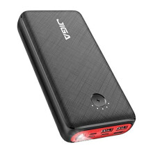 JIGA Power Bank, 30000mAh Portable Charger with 3 Outputs & 3 Inputs, Fast Phone Chargeur with Flashlight, Ultra-High Capacity USB C External Batte