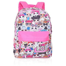 L.O.L. Surprise! Backpack For Girls And Teens Featuring All-Over Dolls Print | Kids LOL Bag For School Or Travel, Pink Canvas Girls Rucksack