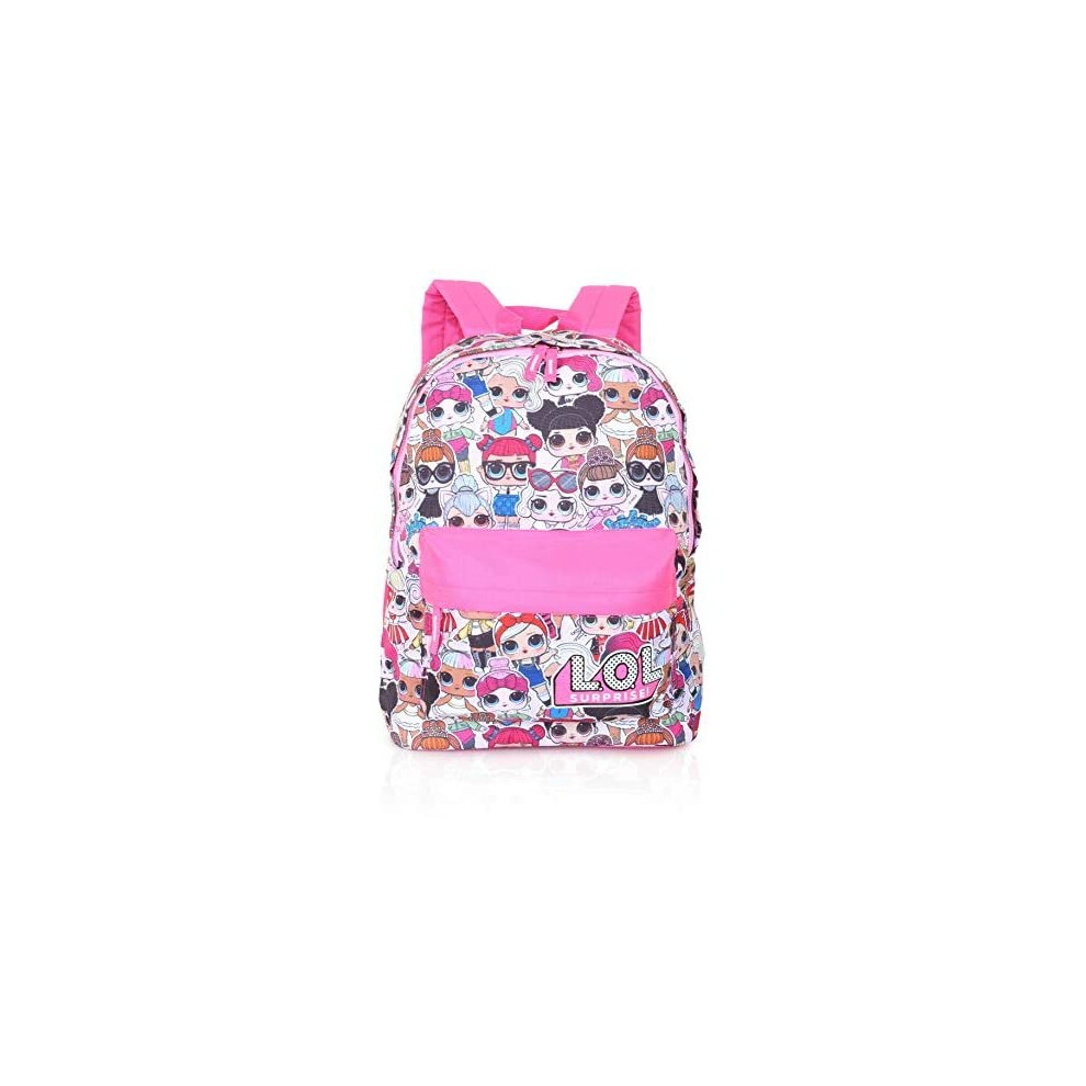 L.O.L. Surprise! Backpack For Girls And Teens Featuring All-Over Dolls Print | Kids LOL Bag For School Or Travel, Pink Canvas Girls Rucksack