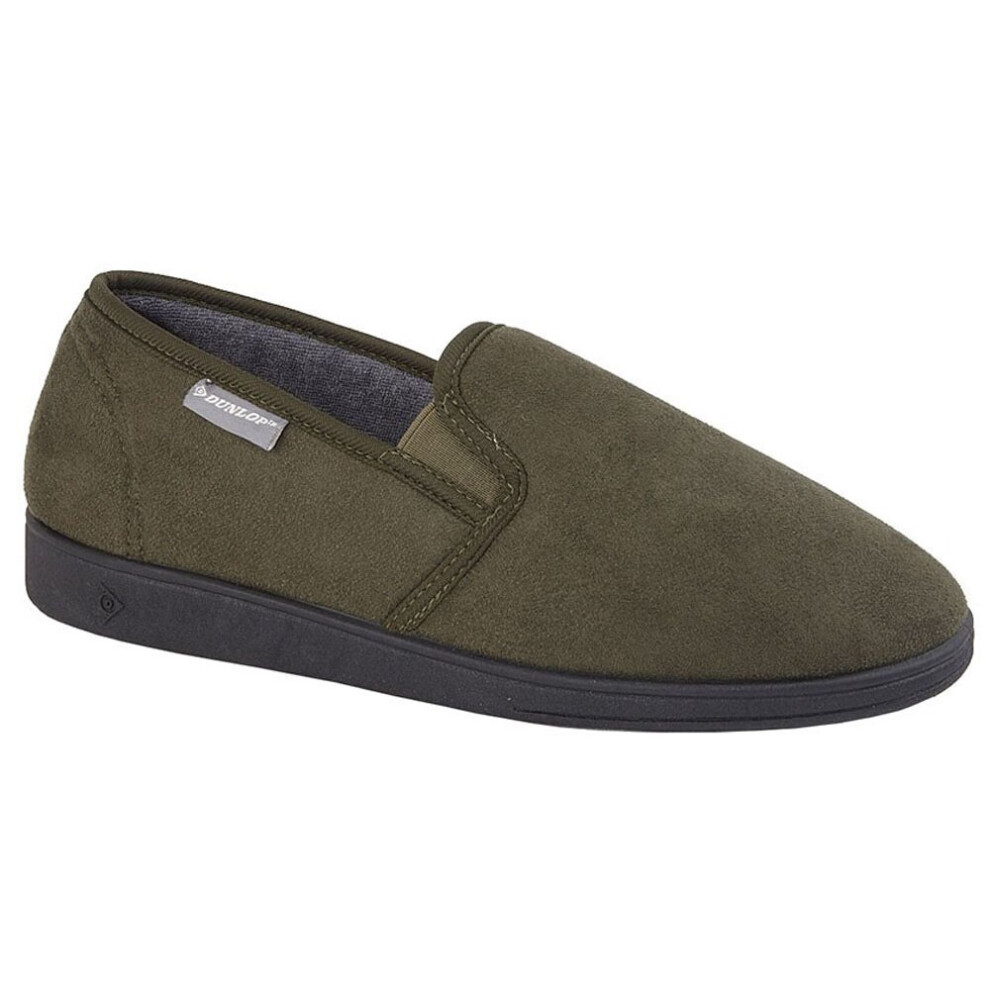 (12 UK, Olive) Dunlop Mens Jethro Twin Gusset Slip-On Slippers