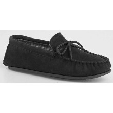 (9 UK, Black) Mokkers Mens Bruce Real Suede Moccasin Slippers
