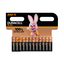 Duracell Plus AAA Battery Alkaline 100% Extra Life Pack of 12 5009382 DU14123