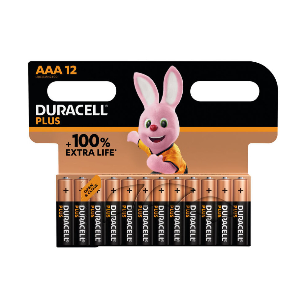 Duracell Plus AAA Battery Alkaline 100% Extra Life Pack Of 12 5009382 DU14123