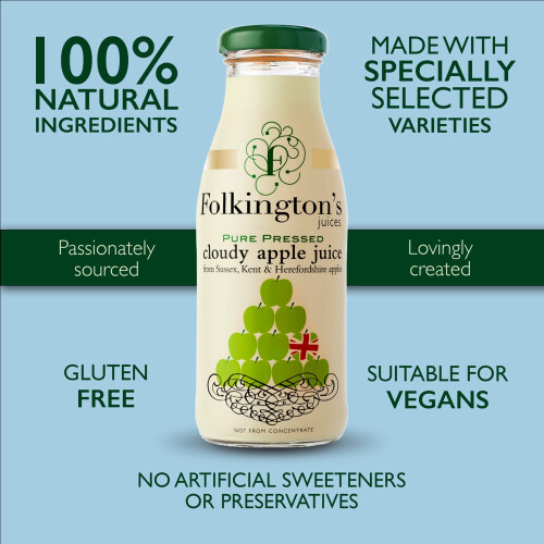 Folkingtons Cloudy Apple Juice - 12x250ml 2