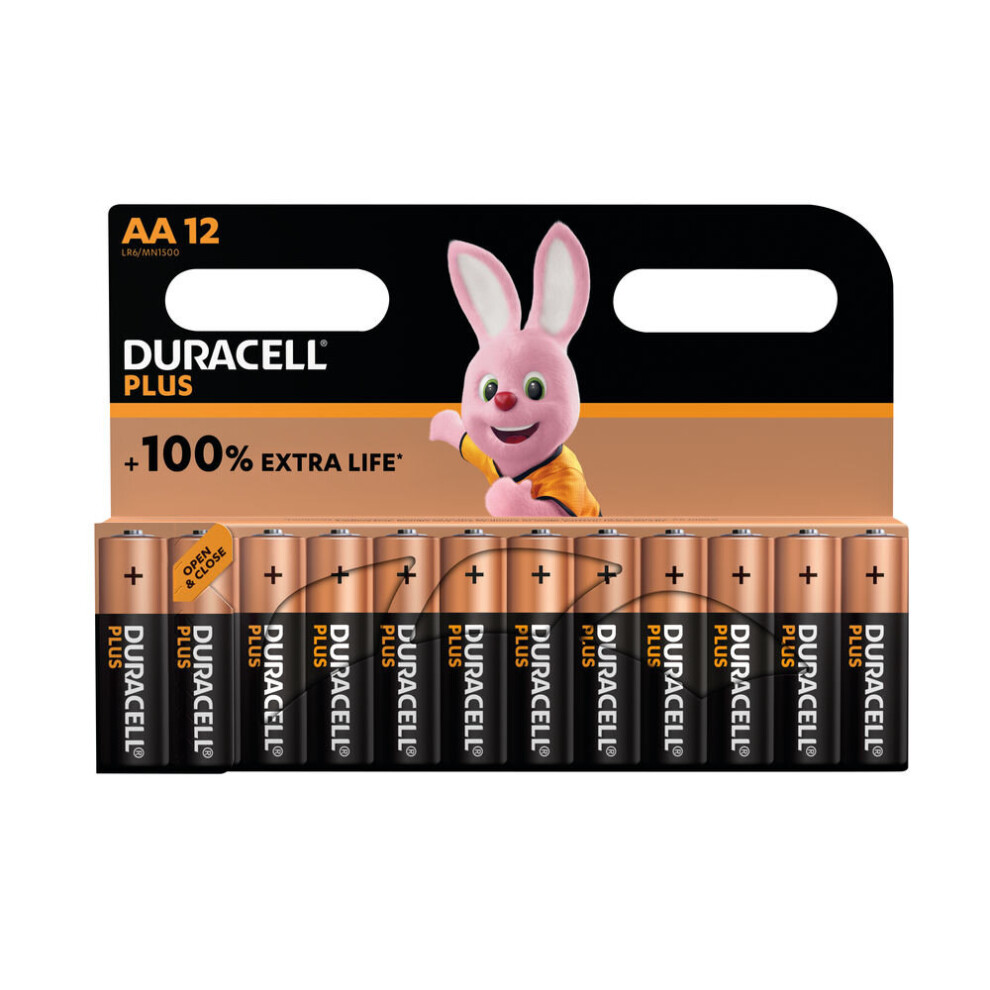 Duracell Plus AA Battery Alkaline 100% Extra Life Pack Of 12