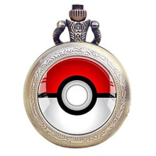 Bronze Antique Engraved Quartz Pocket Watch for Pocket Monsters Fans