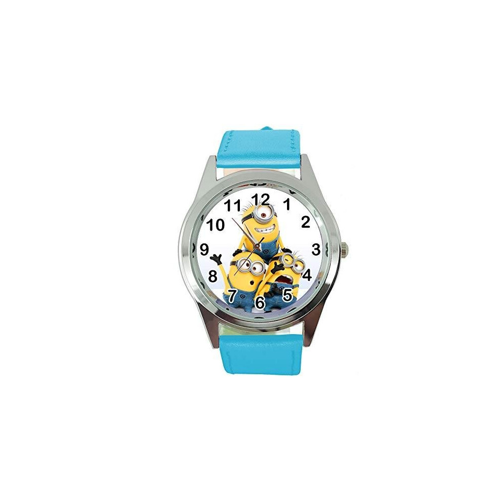 Blue Leather Band Quartz Watch for Animation Fans