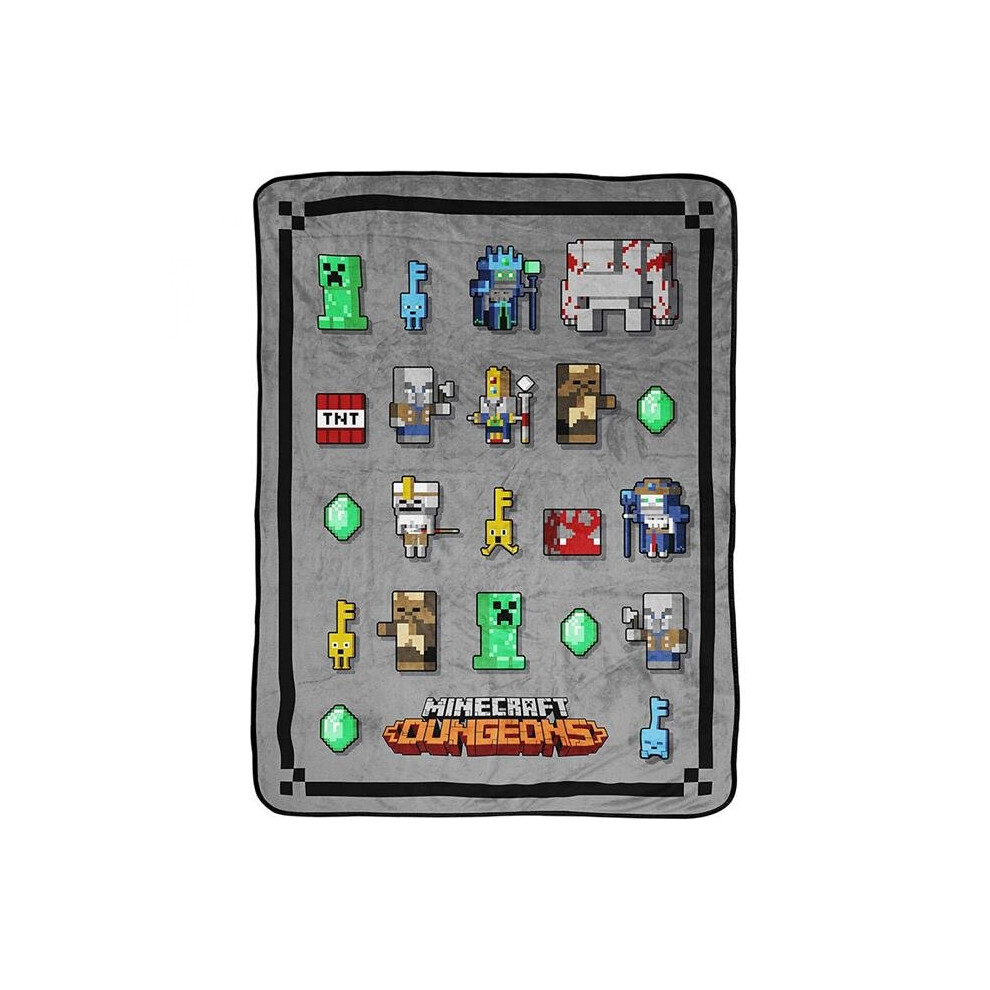 Minecraft 833279 46 x 60 in. Minecraft Dungeon Mobs Fleece Throw Blanket, Gray