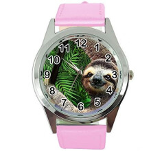 TAPORT Lazy Sloth Pink Leather Band Quartz Watch