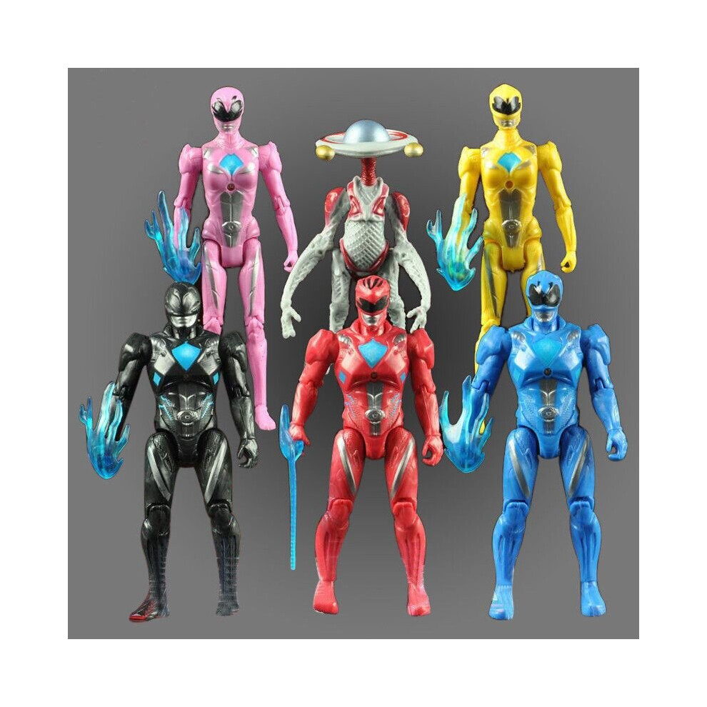 6PCS Set Power Rangers Super Heros Movie Action Figure Doll Kids Gifts Toy Set
