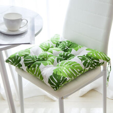 (Monstera, 45x45cm/17.7x17.7in) 40/45/50CM Cotton Linen Cushion Tie Garden Dining Chair Seat Pads Sofa Outdoor