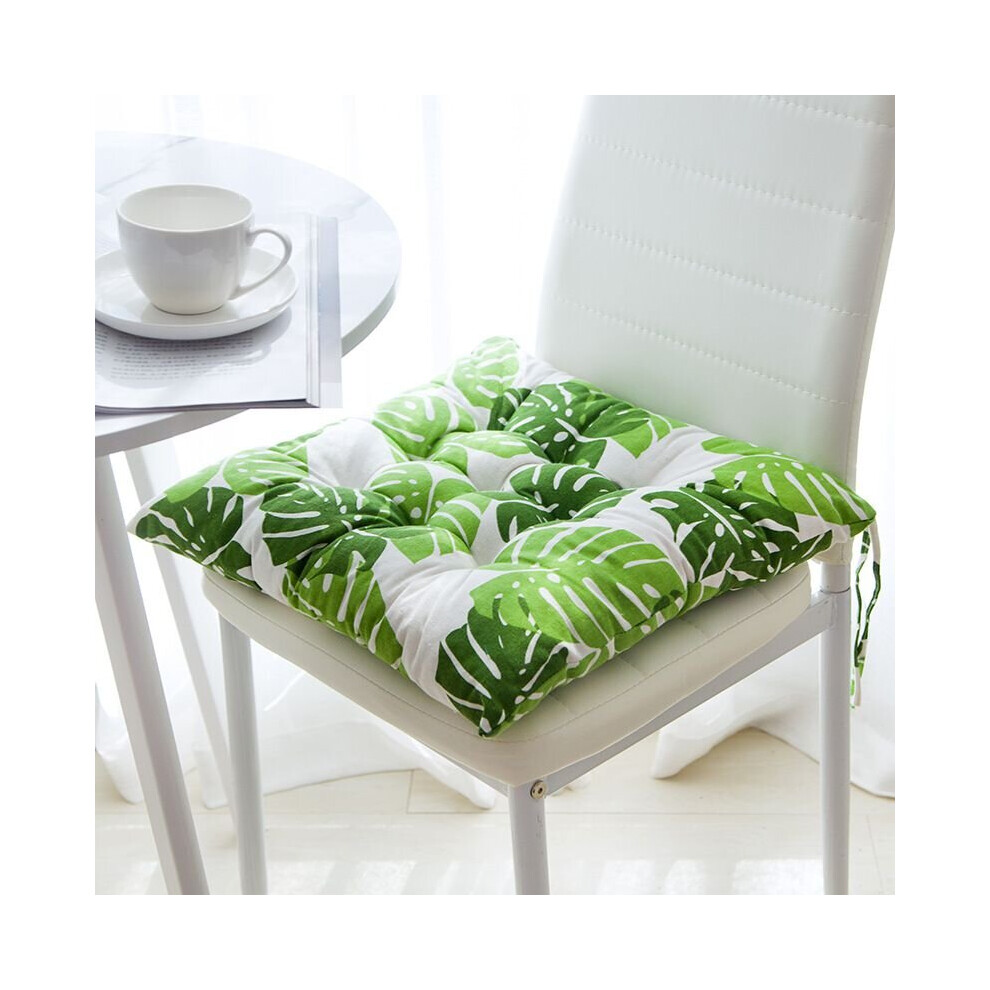 (Monstera, 50x50cm/19.7x19.7in) 40/45/50CM Cotton Linen Cushion Tie Garden Dining Chair Seat Pads Sofa Outdoor