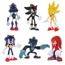 (#2-Sonic) 6 piezas de lindas figuras de acción de Sonic el Erizo, set de juguetes para niños y niñas, regalo