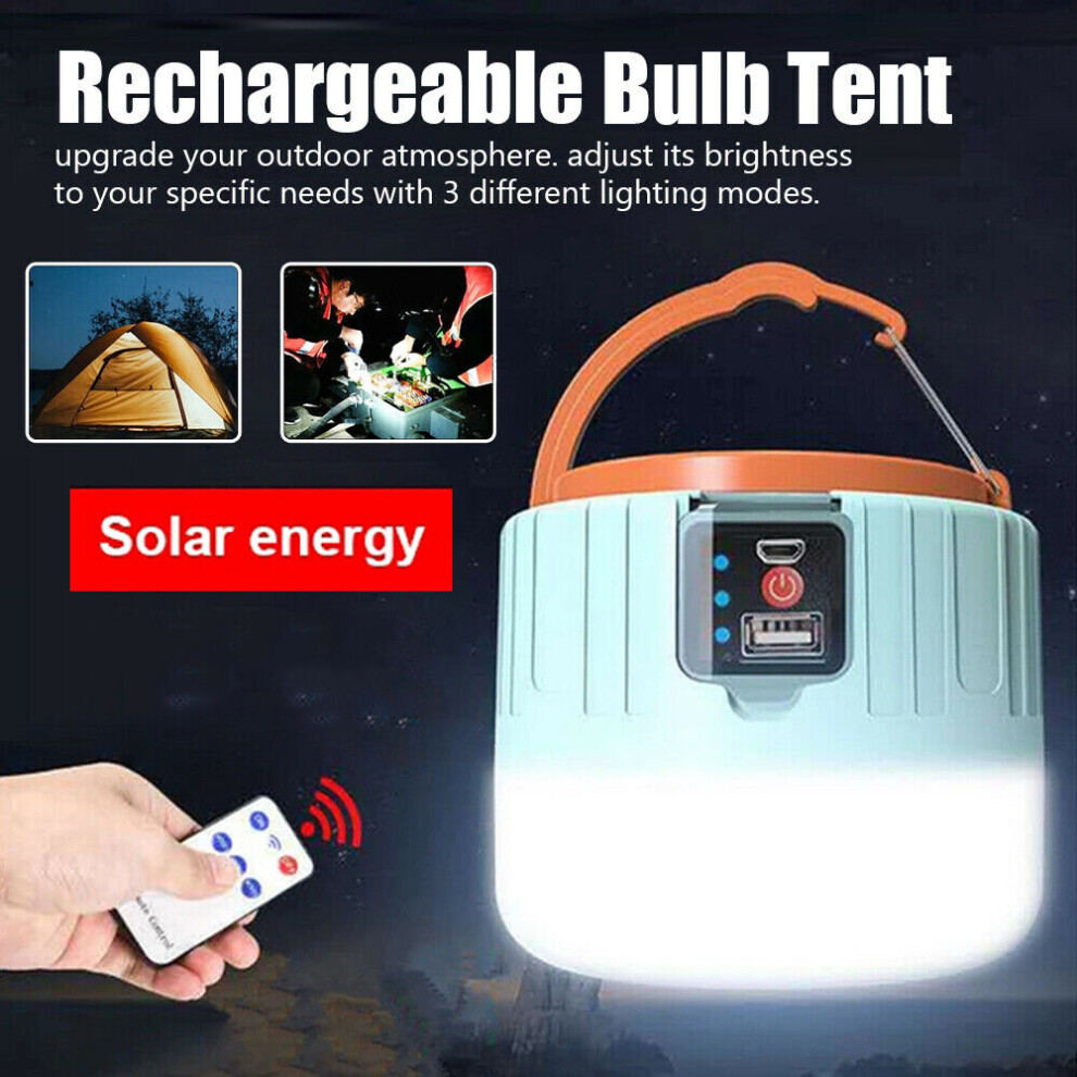 (280W Solar With Remoter) Solar Camping LED Lamp USB Rechargeable Tent Light Outdoor Hiking Remote Lantern