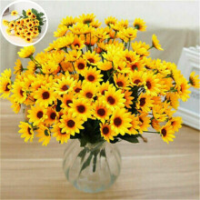 24 teste artificiali di girasole finto fiore di seta Bouquet di nozze Home Decor floreale