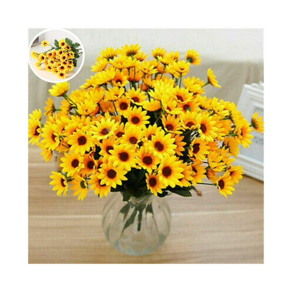 24 Heads Artificial Sunflower Fake Silk Flower Bouquet Wedding Home Decor Floral