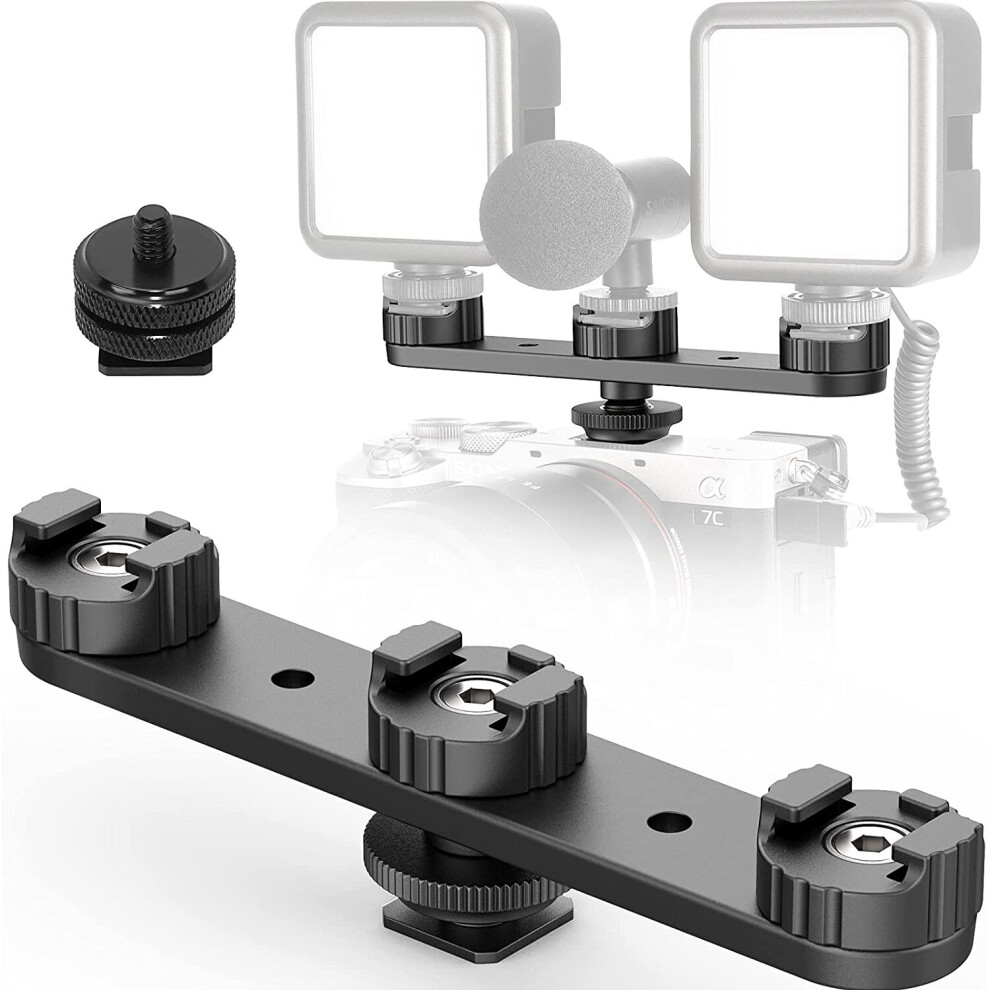 Camera Cold Shoe Extension Mount, Pt-23 Triple Hot Shoe Dslr Plate Microphone Led Video Stand Gimbals Extendable Bar Vlog Accessories Kits Light 69501791