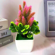 (Pink) Bonsai Simulation Artificial Plants Flowers In Pots Home Office Fake Tree Decor