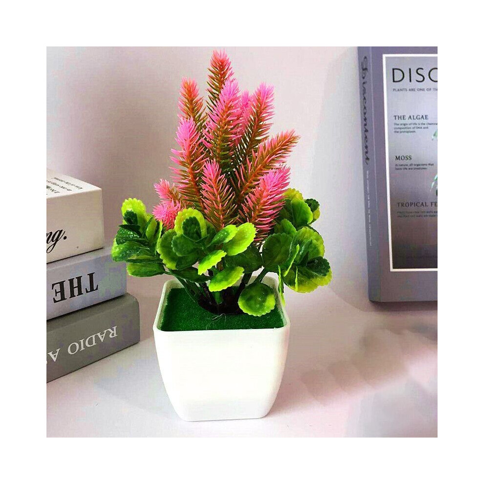 (Pink) Bonsai Simulation Artificial Plants Flowers In Pots Home Office Fake Tree Decor