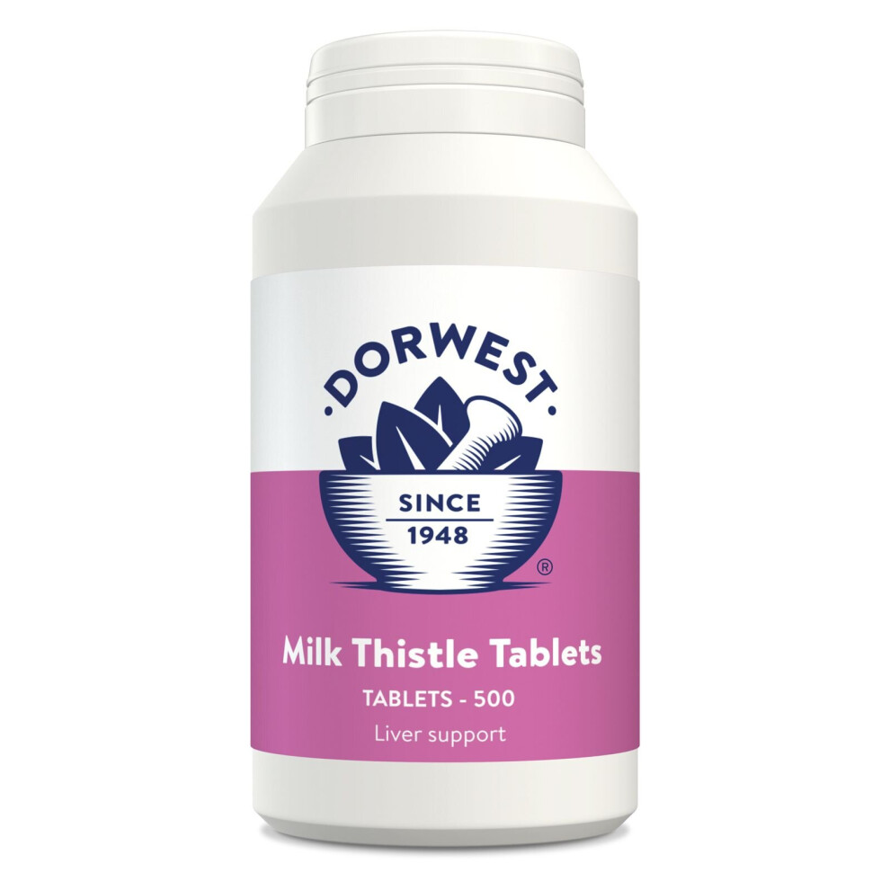 Dorwest Herbs Dorwest Milk Thistle 500 Tablets For Dogs & Cats – Whole Fruit Extract, 80% Silymarin, Liver Support