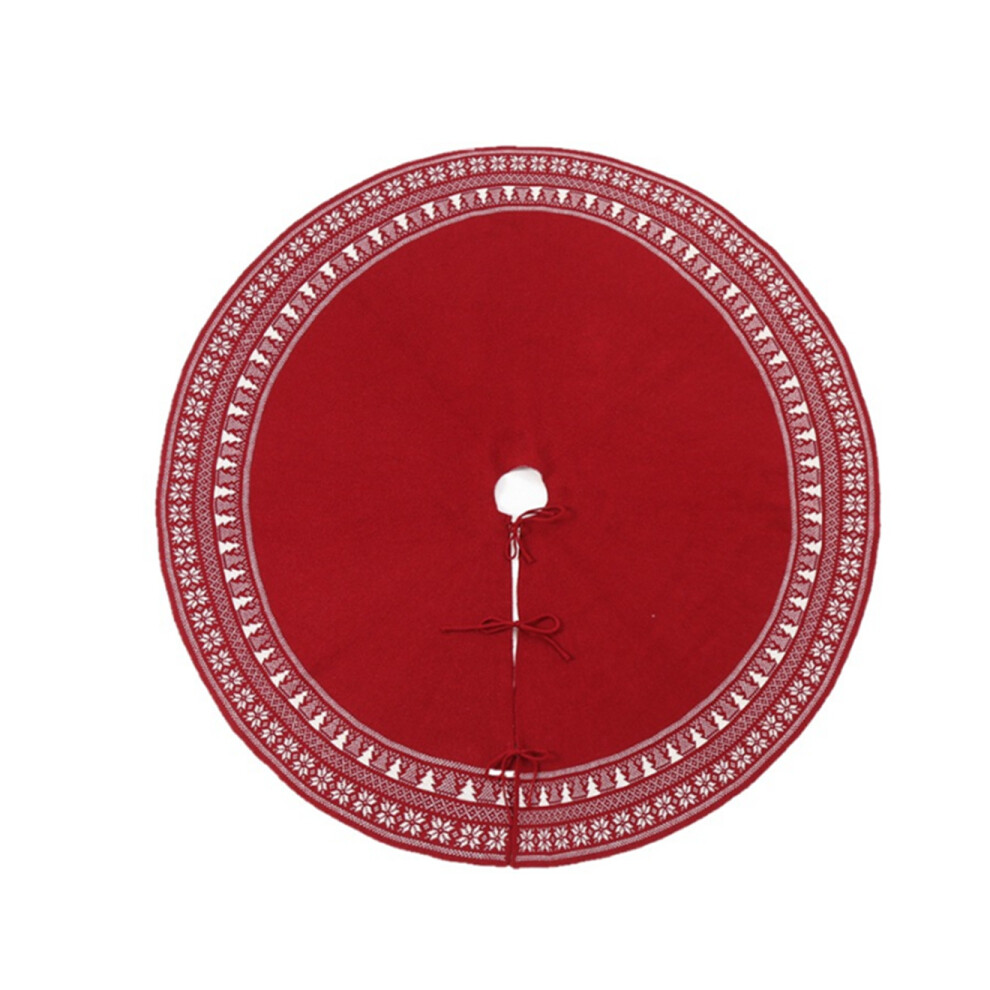C15 122CM Knitted Woolen Yarn Gift Christmas Tree Skirt Decoration Festival Supplies Venue Layout Retro Snowflake Pattern-Red-image-OPC-P8MSFRF-NEW