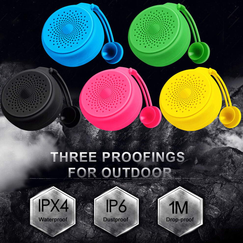 (Blue) Outdoor Portable Waterproof Wireless Tooth-Compatible Stereo Speaker With Suction Cup Blue 9424349205659