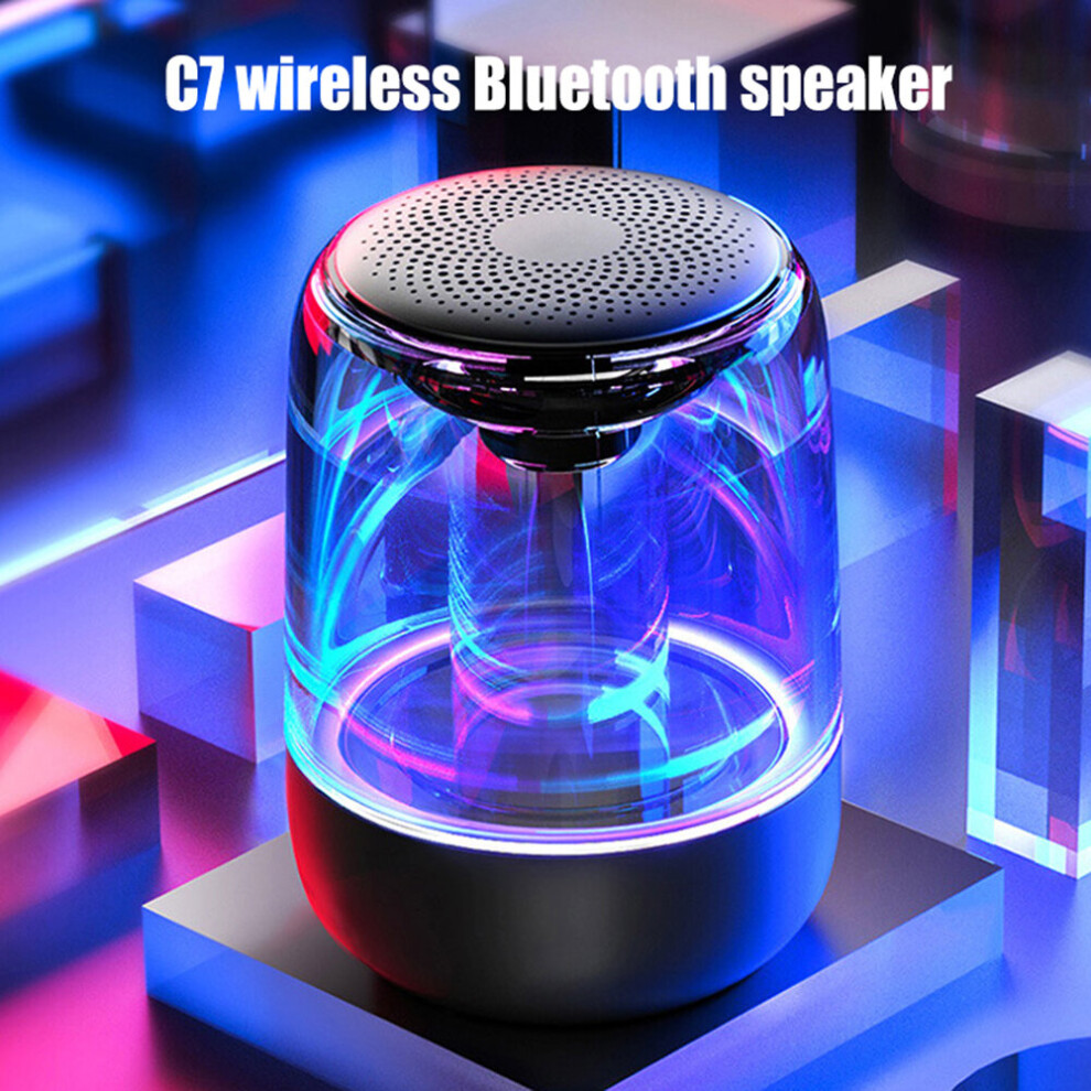 () C7 Rechargeable Wireless Led Subwoofer Bluetooth-Compatible 5.0 Speaker Music Player Black/Light 9424349208575