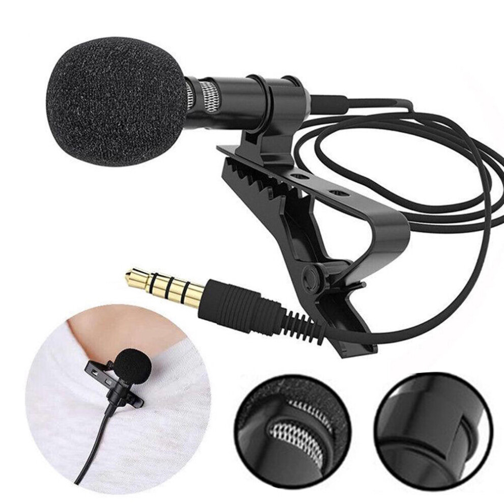 Portable External 3.5mm Hands-Free Wired Lapel Clip Microphone for Loudspeaker