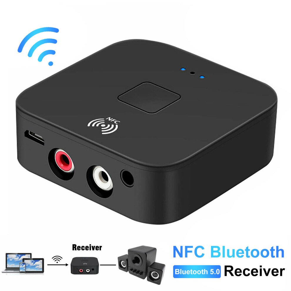 Wireless Bluetooth-Compatible 5.0 3.5Mm Jack Receiver Aux Nfc To 2 Rca Audio Stereo Adapter 9424349211643