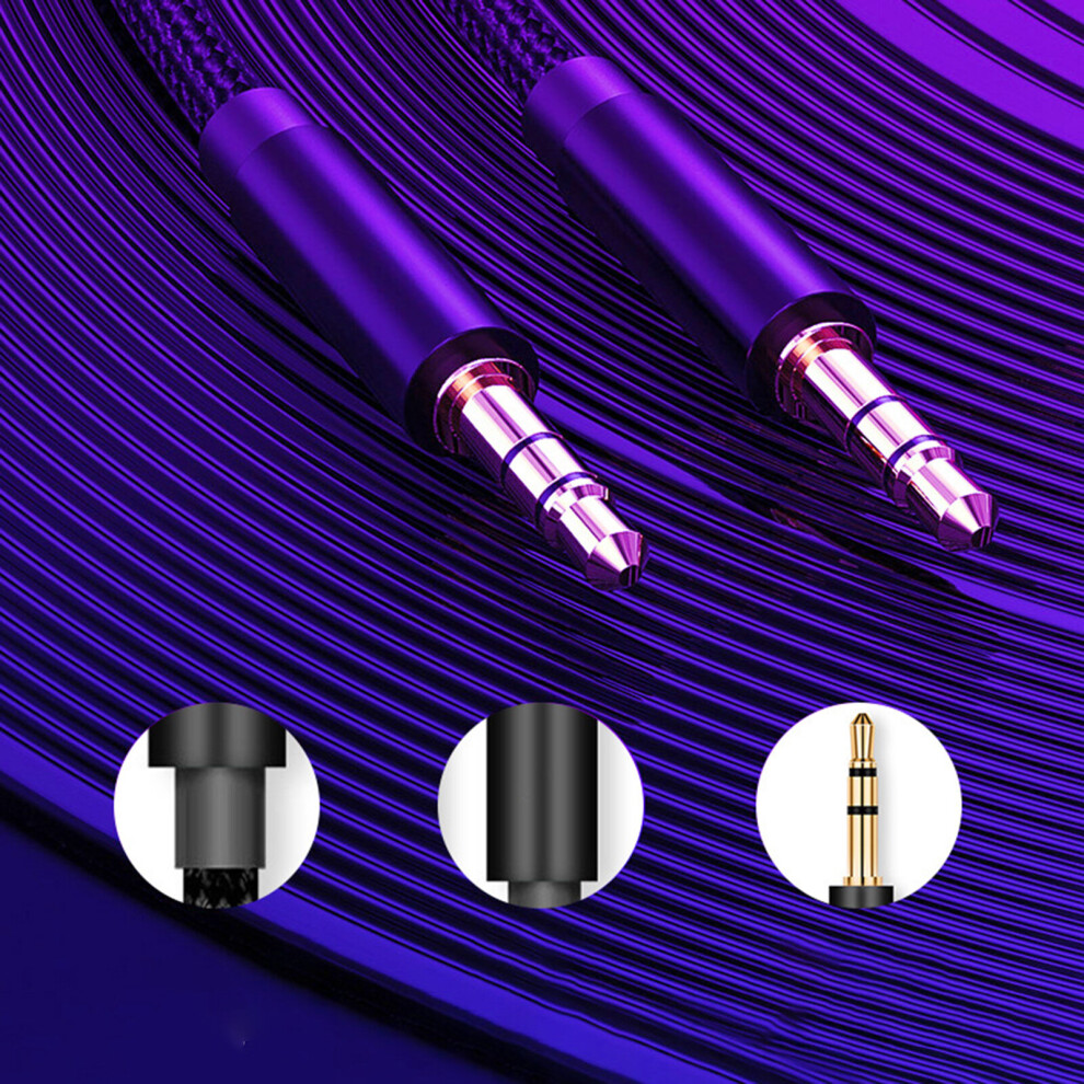 (, 2M) Audio Cable 3.5Mm Aux Aluminum Alloy Male To Male Auxiliary Cord For Pc Black 9424349213791