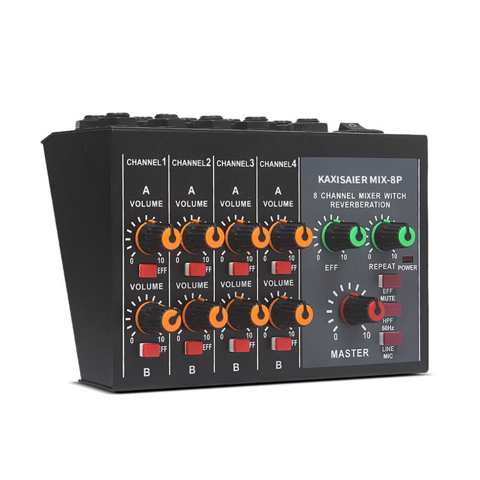 Portable Digital 8-Channel Stereo Sound Mixing Console Reverb Effect Audio Mixer