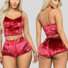 (Red, M) Womens Pyjamas Set Nightwear Ladies Cami Shorts Pjs Lingerie Sexy Sleepwear 2Pcs