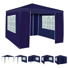 (Blue) 3x3m Joint Gazebo with 4 Side Panels and Clip Party Tent Marquee