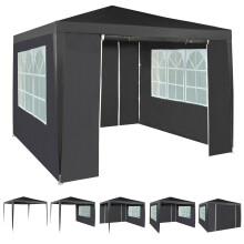 (Grey) 3x3m Joint Gazebo with 4 Side Panels and Clip Party Tent Marquee