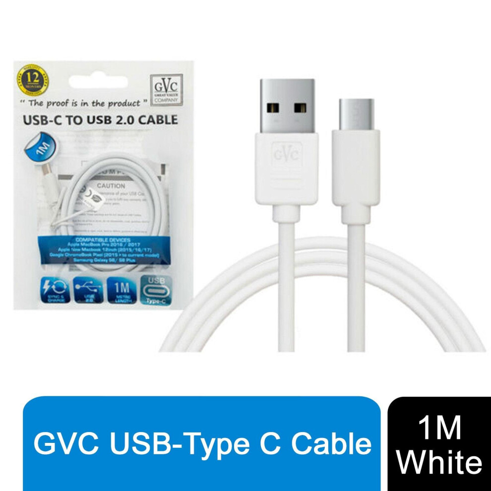 Gvc Usb To Type C Cable, For Phone & Pad, Charging & Syncing - 1 Metre 5056184014932