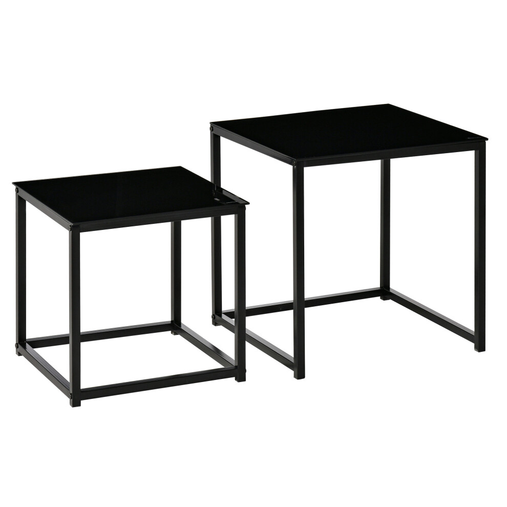 HOMCOM Nest of 2 Side Tables Set of Bedside Tables for Living Room