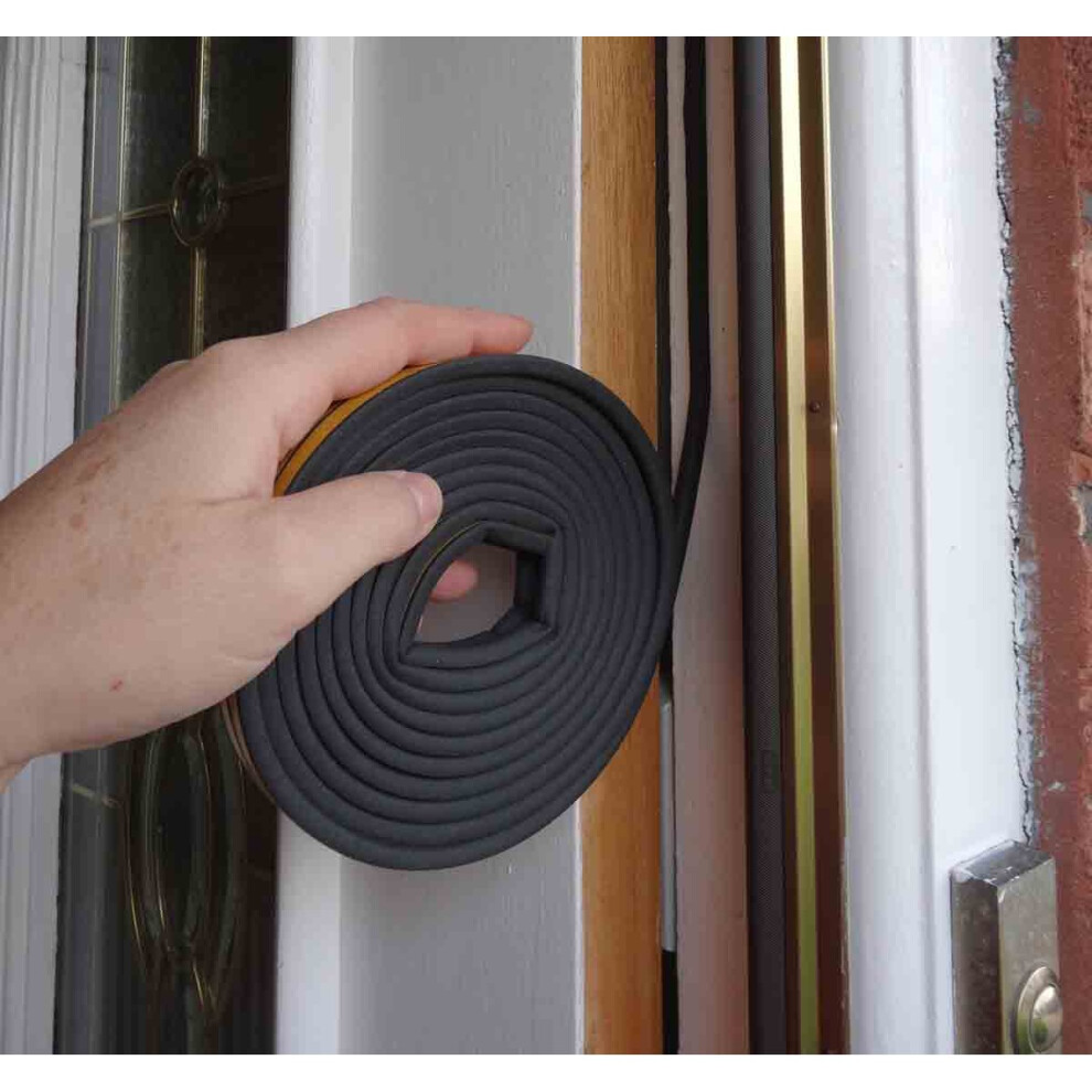 (Black) 5M D Profile Rubber Seal Weather Strip Foam Sticky Tape Door Window Draught Excluder 6mm gaps-image-OPC-P8MYGFP-NEW