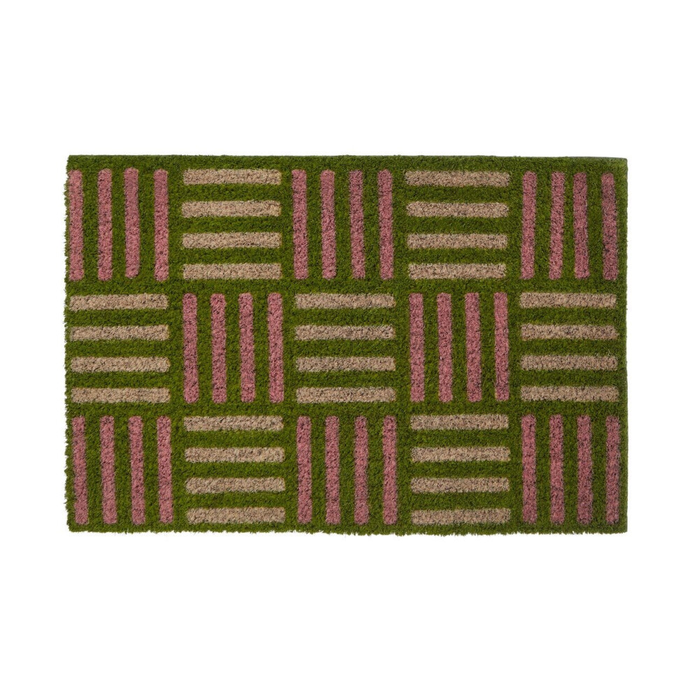 Premier Housewares Sustain Stripes Doormat Coir Fibre Gold/Pink