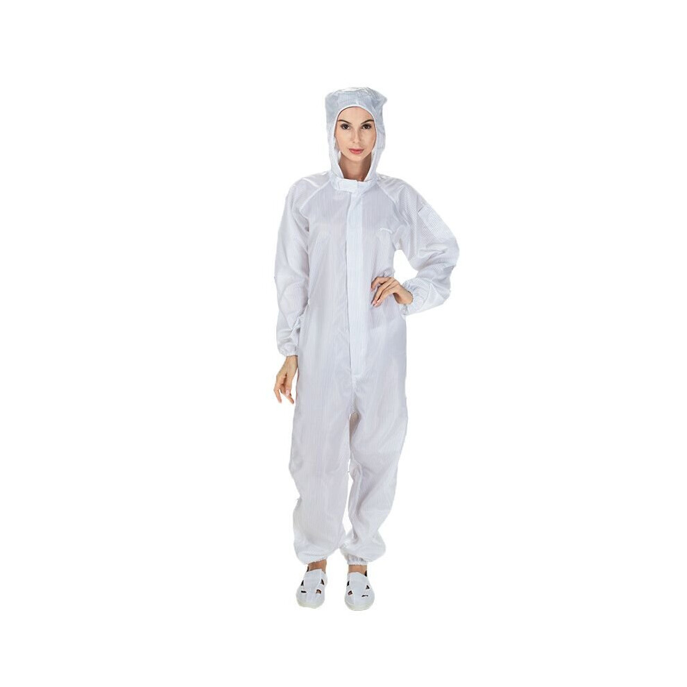 (White, L) Reusable Protective Overalls Suit Splashproof Protective Isolation Clothing Suit