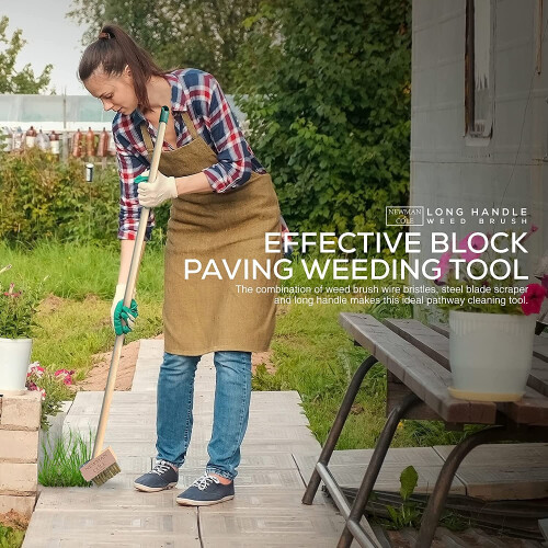 Weeding Brush Tool Patio Weed Long Handled Wire Brush Broom Head 2