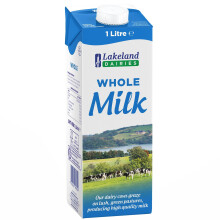Lakeland Dairies Long-Life Whole Milk – UHT, Fully Traceable from a Farmer-Owned Co-op, 1L